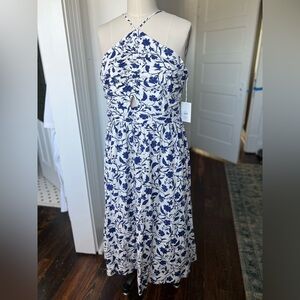 Spring midi/maxi dress, blue florals
